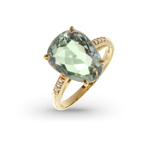 Large Prazolite & Diamond ring Side view 