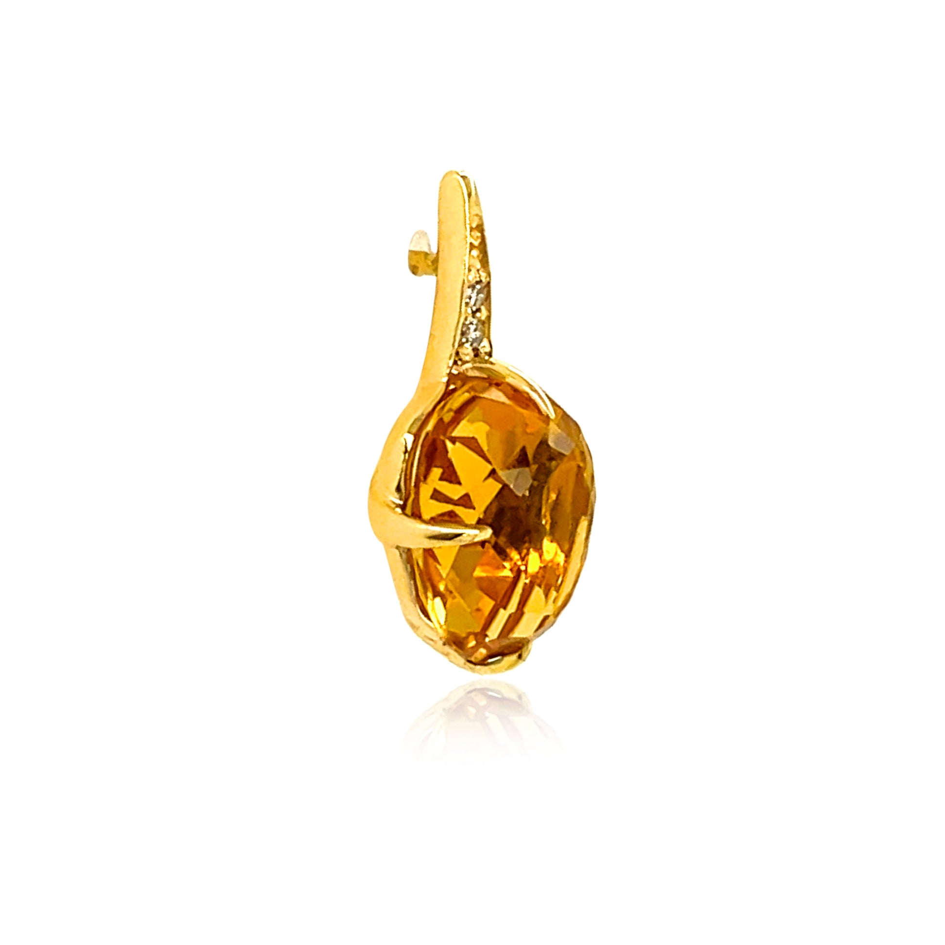 Small Citrine & Diamond SugarLoaf Earrings Side view