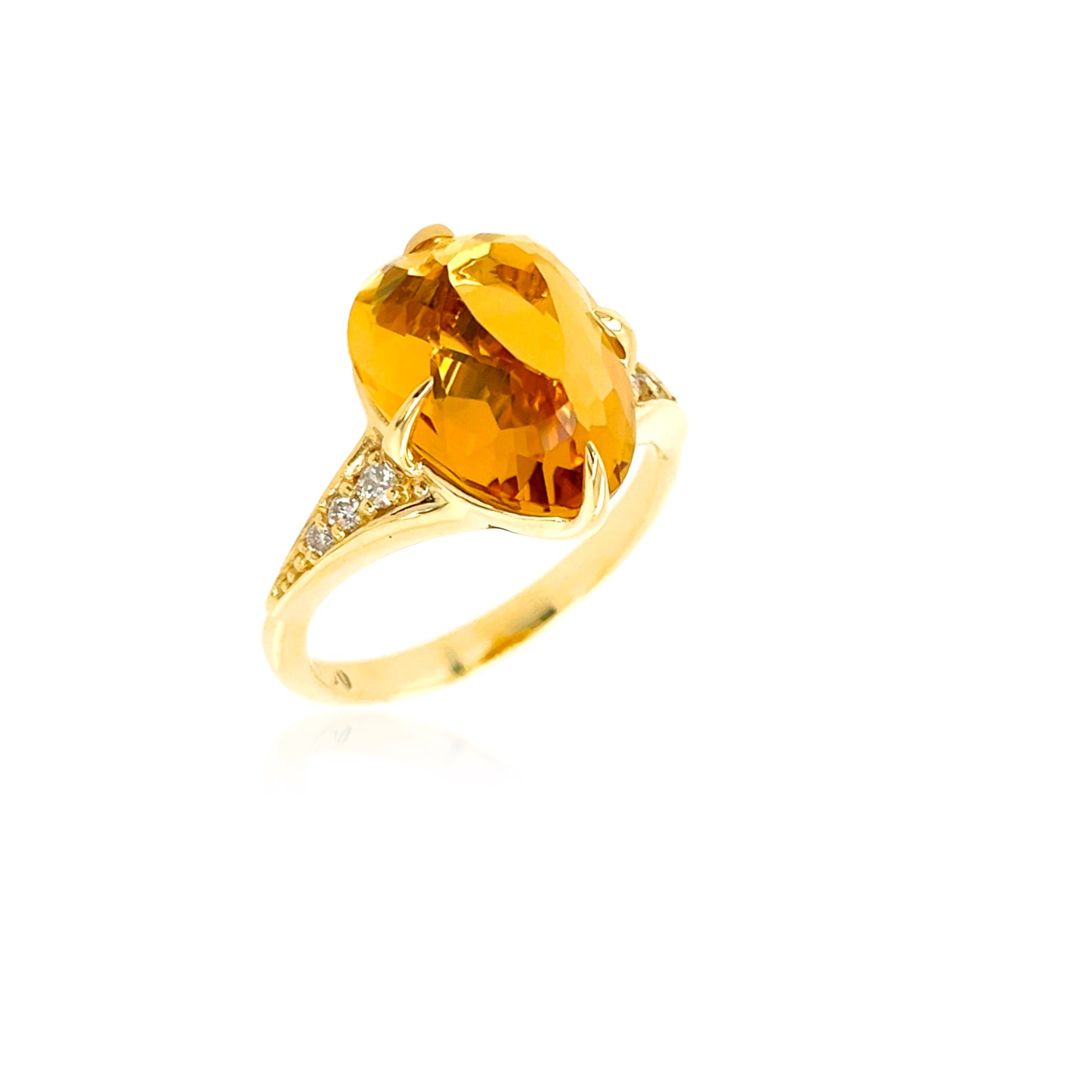 Citrine & Diamond SugarLoaf Ring Side view