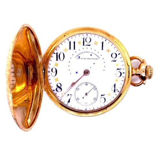 Antique A.W.W. Co. Waltham Pocket Watch Front view 