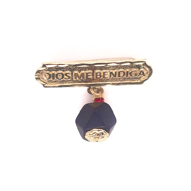 Top view of 14K Yellow Gold Italian Azabache Baby Pin