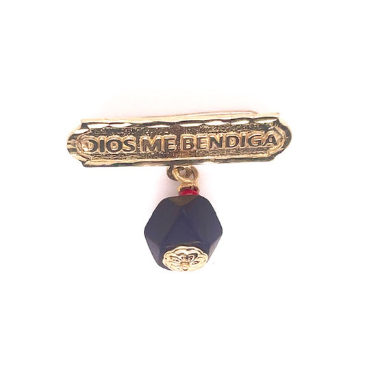 Top view of 14K Yellow Gold Italian Azabache Baby Pin