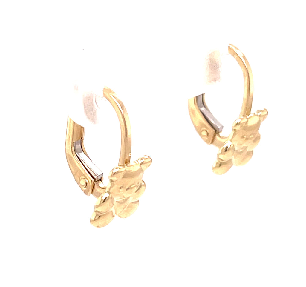 These 14k yellow gold Italian-crafted teddy bear drop earrings measure 13.00 inches in length. These earrings feature a timeless design that is sure to become a treasured addition to your jewelry collection. 