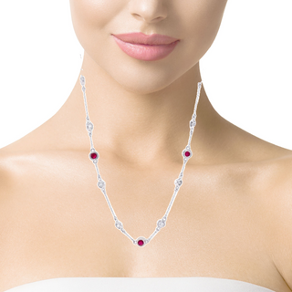 Try on of Ruby & Diamond by the Yard Necklace