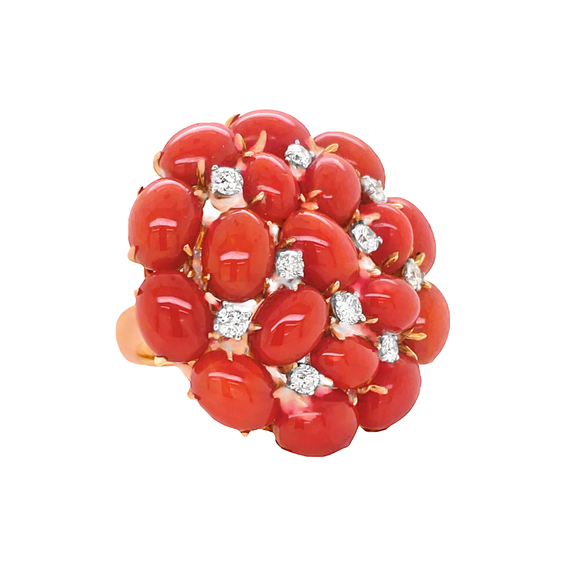 Dandelion Coral Diamond Cluster Ring Side view 