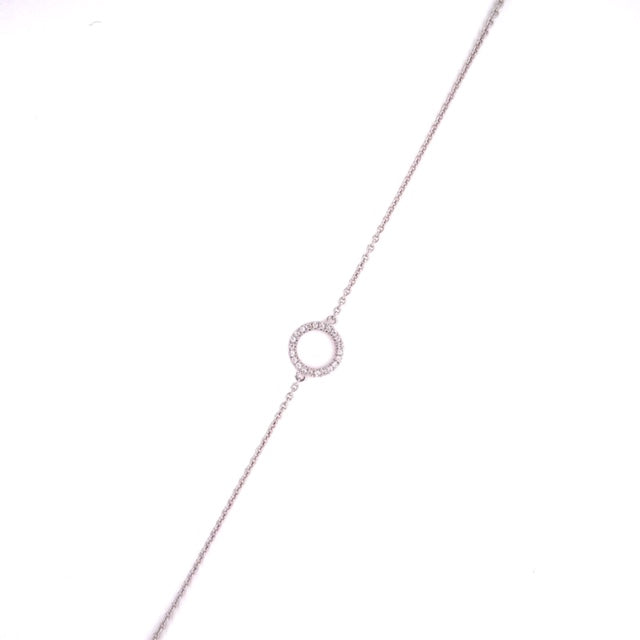 Front view of Diamond Open Circle White Gold Bracelet