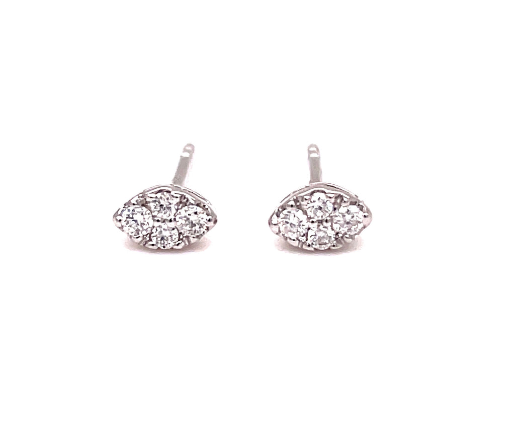 Small diamond stud earrings  14k white gold  Secure friction backs  Round diamonds 0.10 cts  5.00 mm long