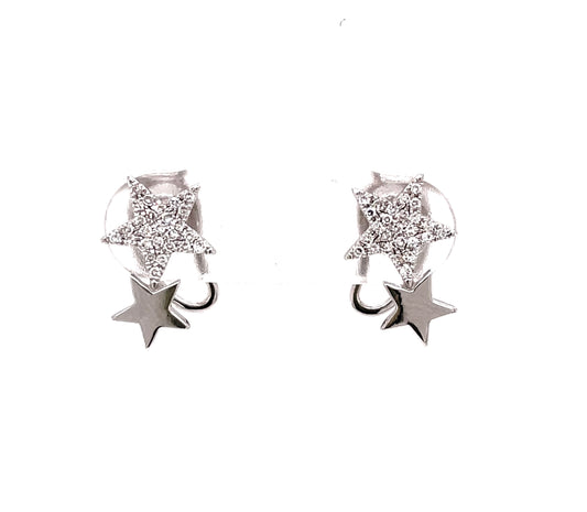 Double Star Diamond Earrings Front view 