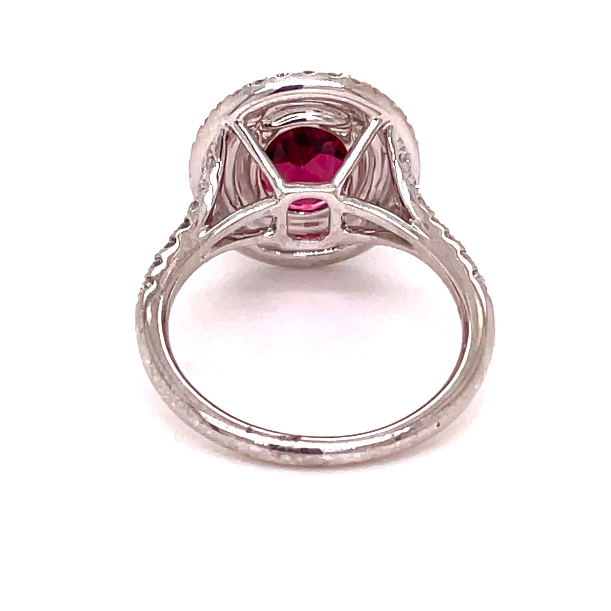 Double Diamond Halo Tourmaline Ring Back View