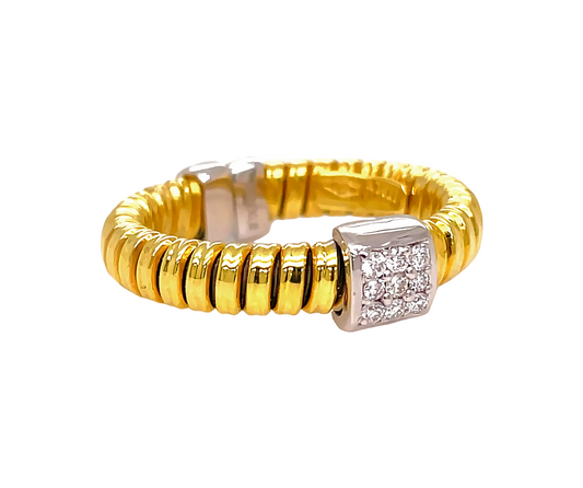 Italian Two Tone Diamond Flexible Square Motif Ring Side view 