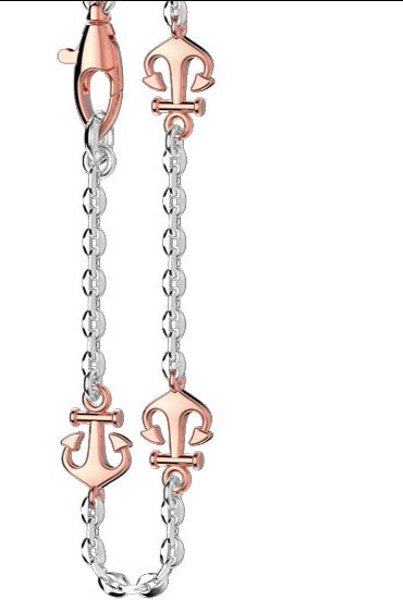 Front view of Zancan 18K Rose Gold Anchor & 18k White Gold Mariner Chain Link Necklace
