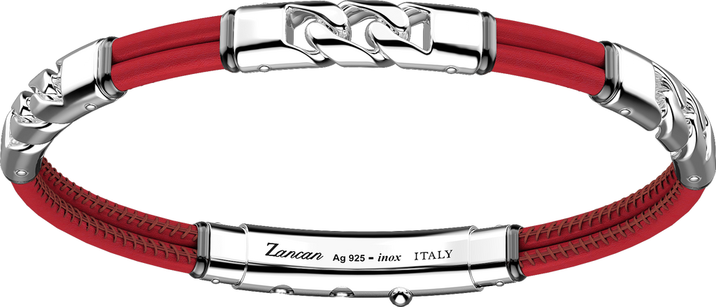 Zancan Sterling Silver Red Leather Bracelet