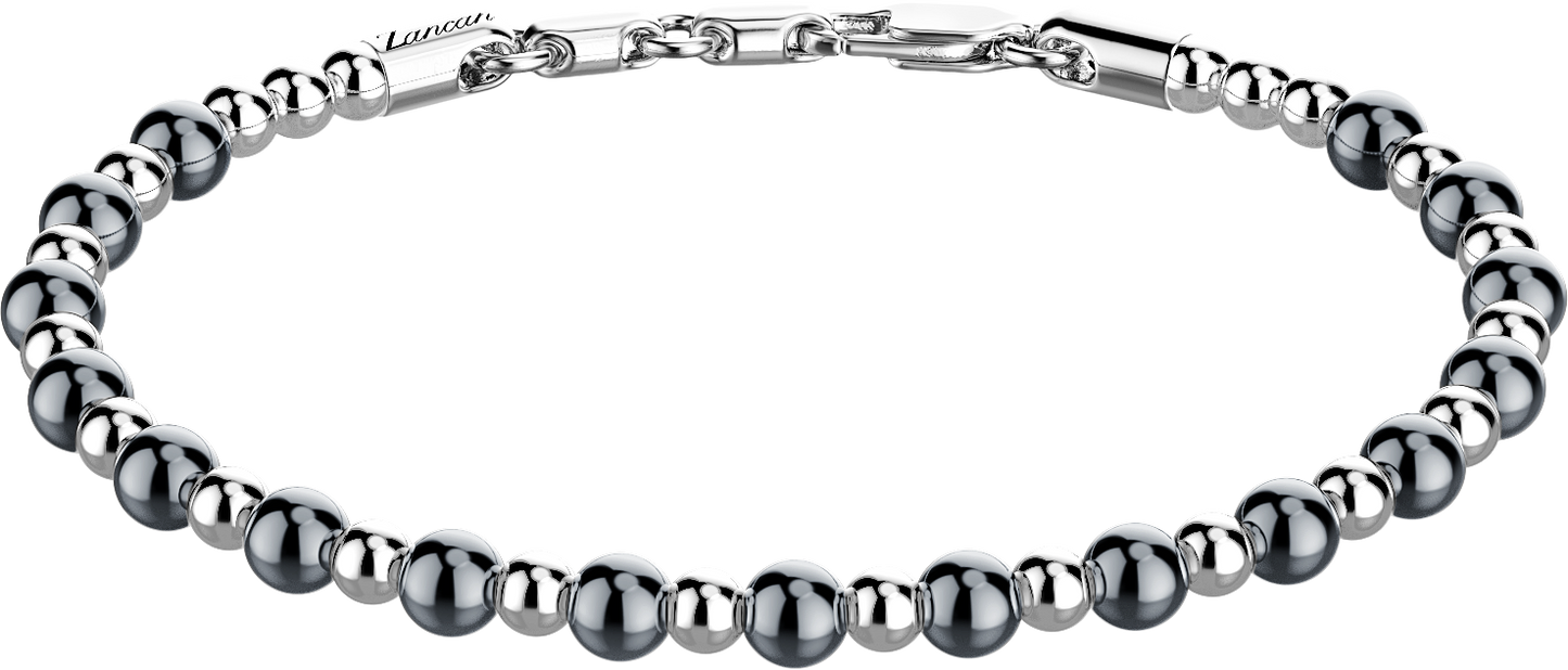 Zancan Sterling Silver Bead Bracelet Top view clasp fastened 