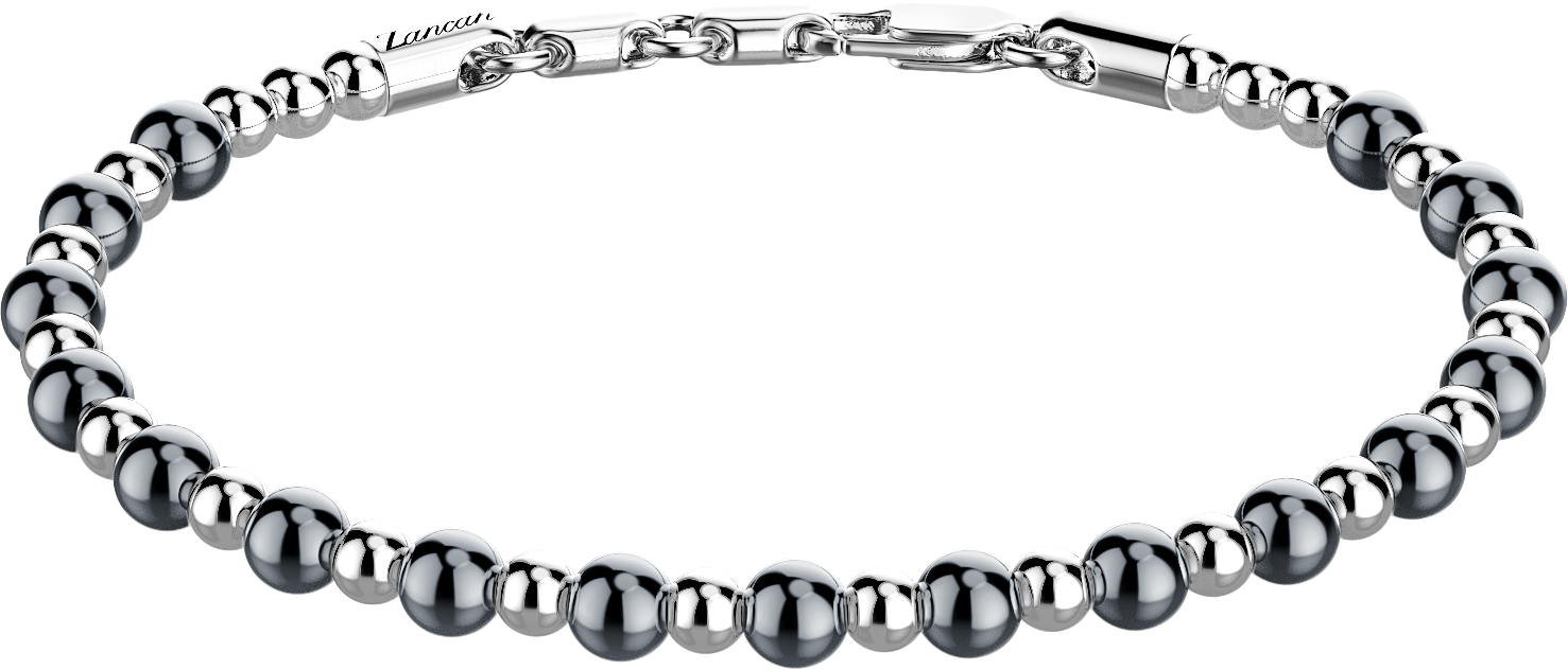 Zancan Sterling Silver Bead Bracelet Top view clasp fastened 