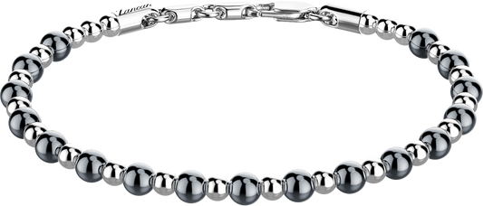 Zancan Sterling Silver Bead Bracelet Top view clasp fastened 