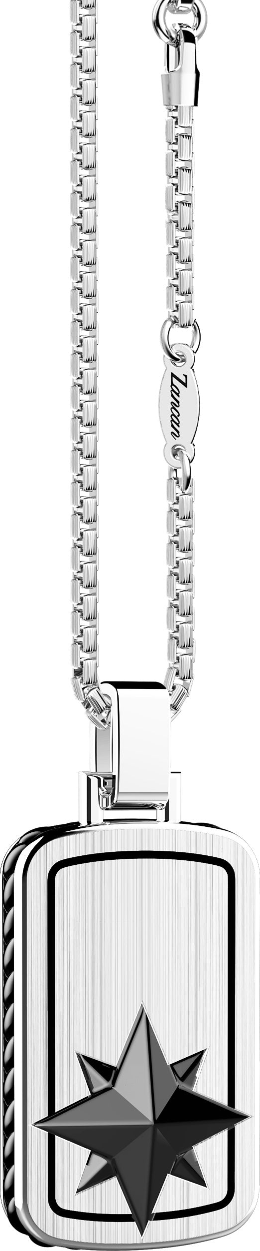 Front view of Sterling Silver Mens Zancan Dog Tag