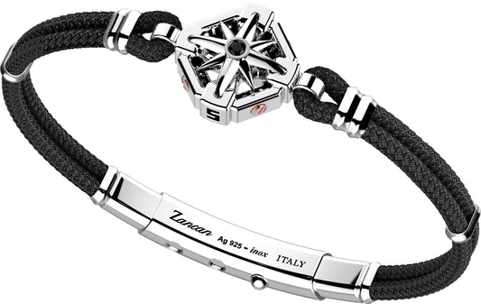 Zancan Black Compass Rose Bracelet Top view clasp fastened 