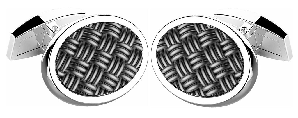 Italian made cufflinks  Sterling silver  Black rhodium  Oval shape