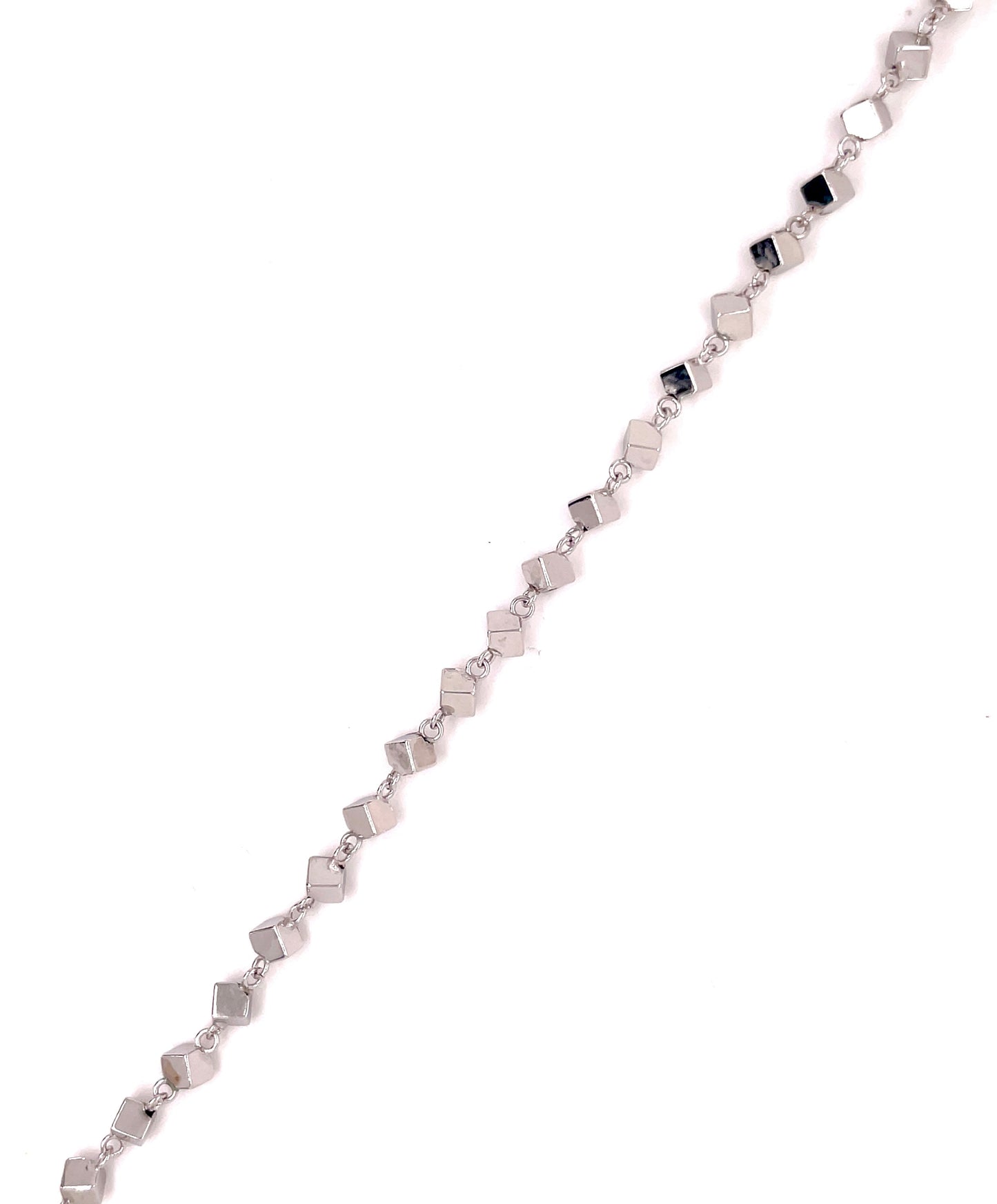 Top view of 14k Italian White Gold Squares Bracelet
