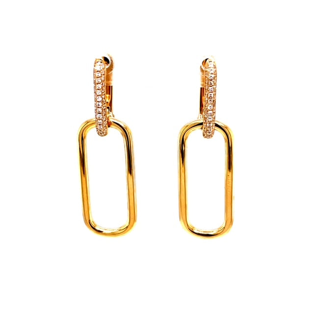 14k Yellow Gold Italian Earrings with 0.08 Carat Round Cut Diamonds and Huggie Closure, measuring 1.5" x 9.50mm. The 0.08 carat, round-cut diamonds shine brilliantly, and the huggie closure keeps them secure and comfortable for years of wear. These earrings are the perfect choice for any special occasion.