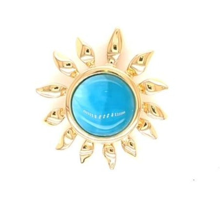 14k yellow gold  Rare Larimar stone  Slider bail  20.50 mm