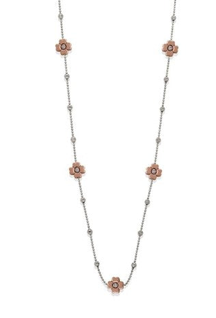 Front view of Sterling Silver Rose Gold plated Cuori Necklace