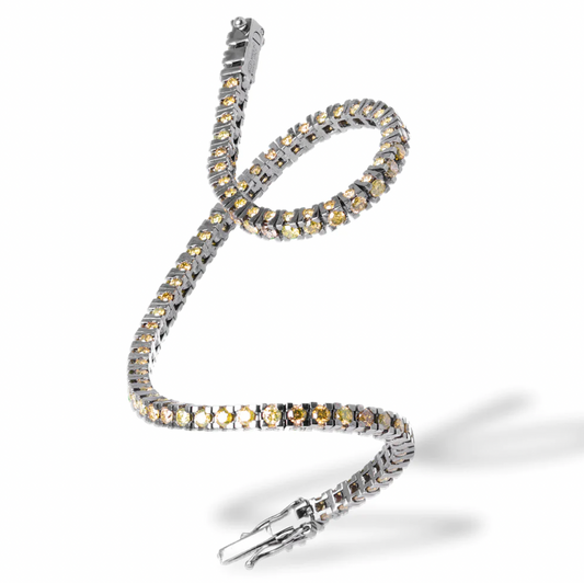 Front view of 18k White Gold Italian Made Starlight Tennis Diamond White Gold Bracelet 3.60 cts