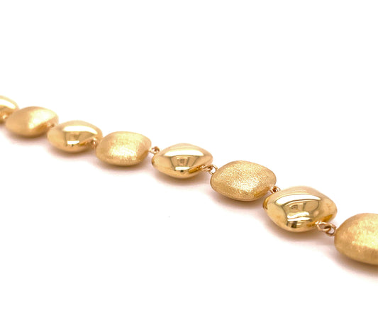 Italian Made Matte Finish Puffy Square Link Bracelet Top view Close Up