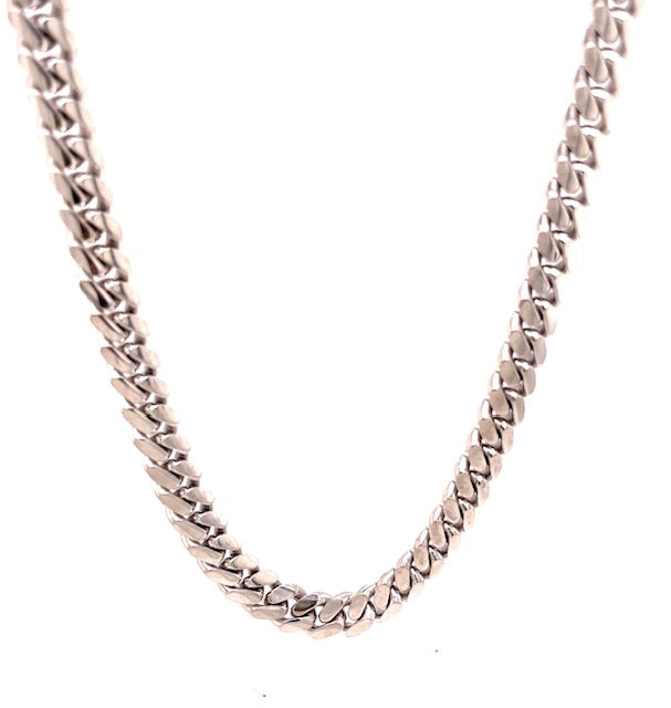 Italian made men chain  925 sterling silver  Rhodium coated  Secure lobster catch  20" long  Cuban link 6.80mm wide