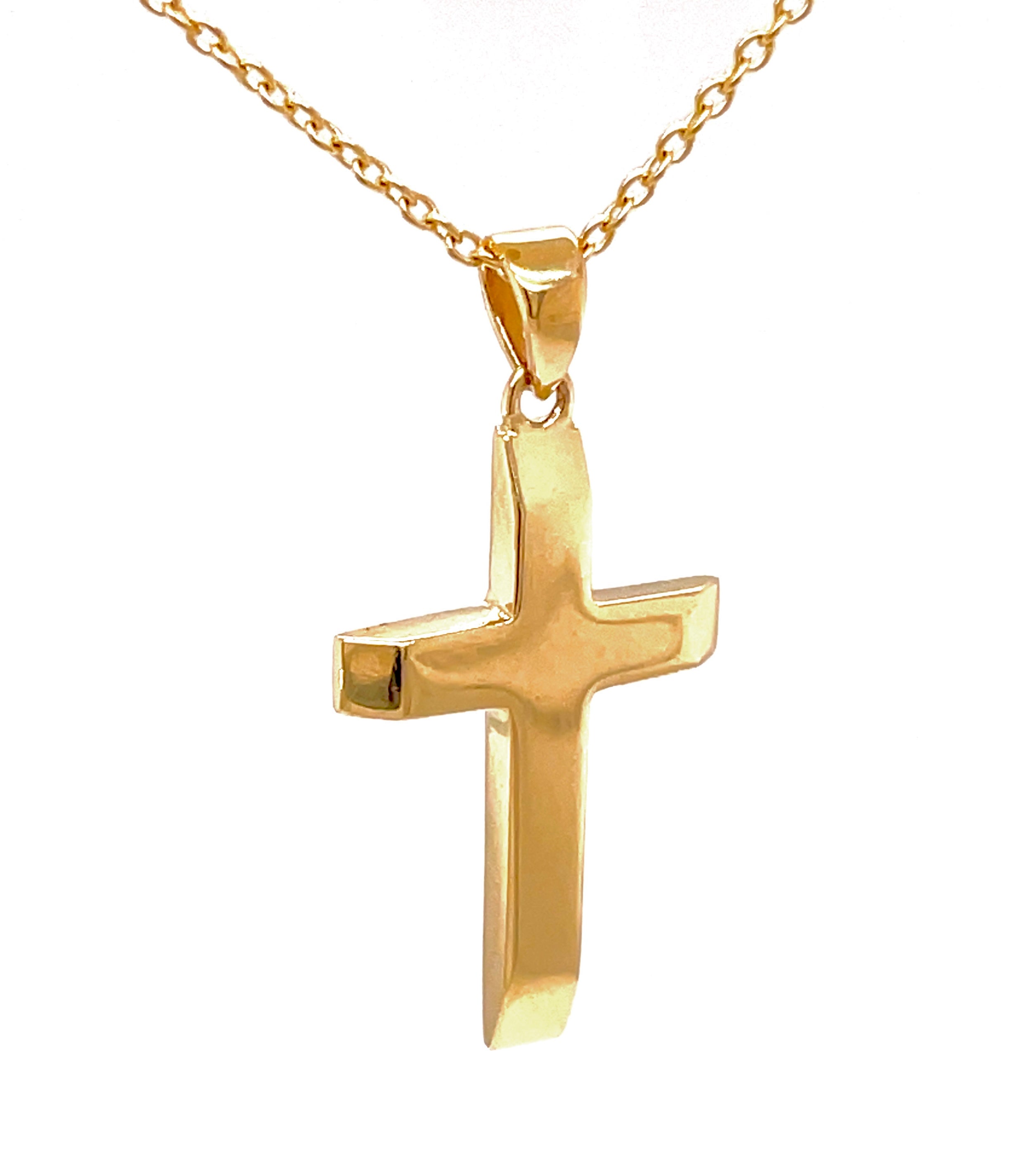 Crafted from 14k yellow gold and Italian-made secure bail, this cross reaches an impressive 1" in length - a timeless statement piece that stands out from the rest.