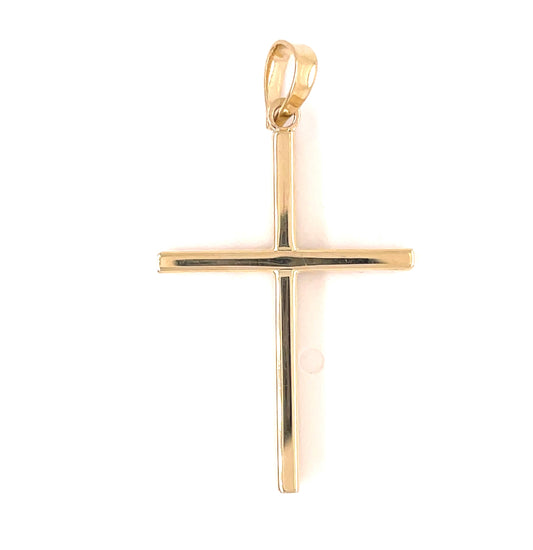 Front view of Italian Made 14k Yellow Gold Large Cross