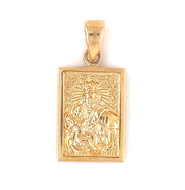 Front view of 14k Yellow Gold Scapular Charm