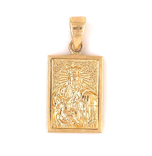 Front view of 14k Yellow Gold Scapular Charm