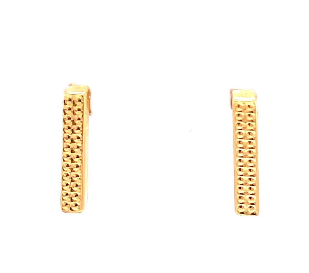 14k yellow gold.  Italian made  Secure friction back.  Rectangular shape  12.50 mm    