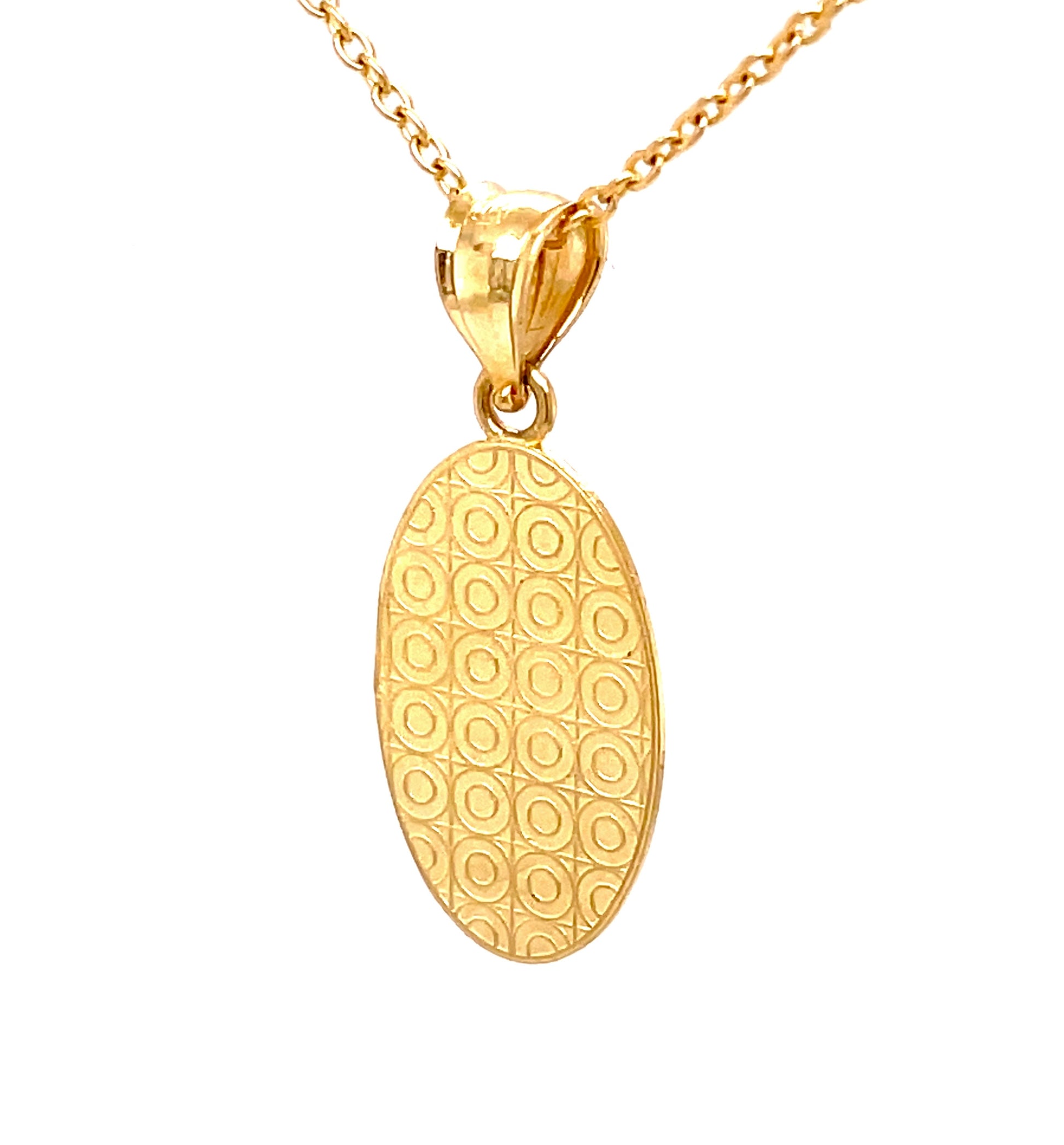Side view of 14k Italian Yellow Gold Saint Christopher Medal