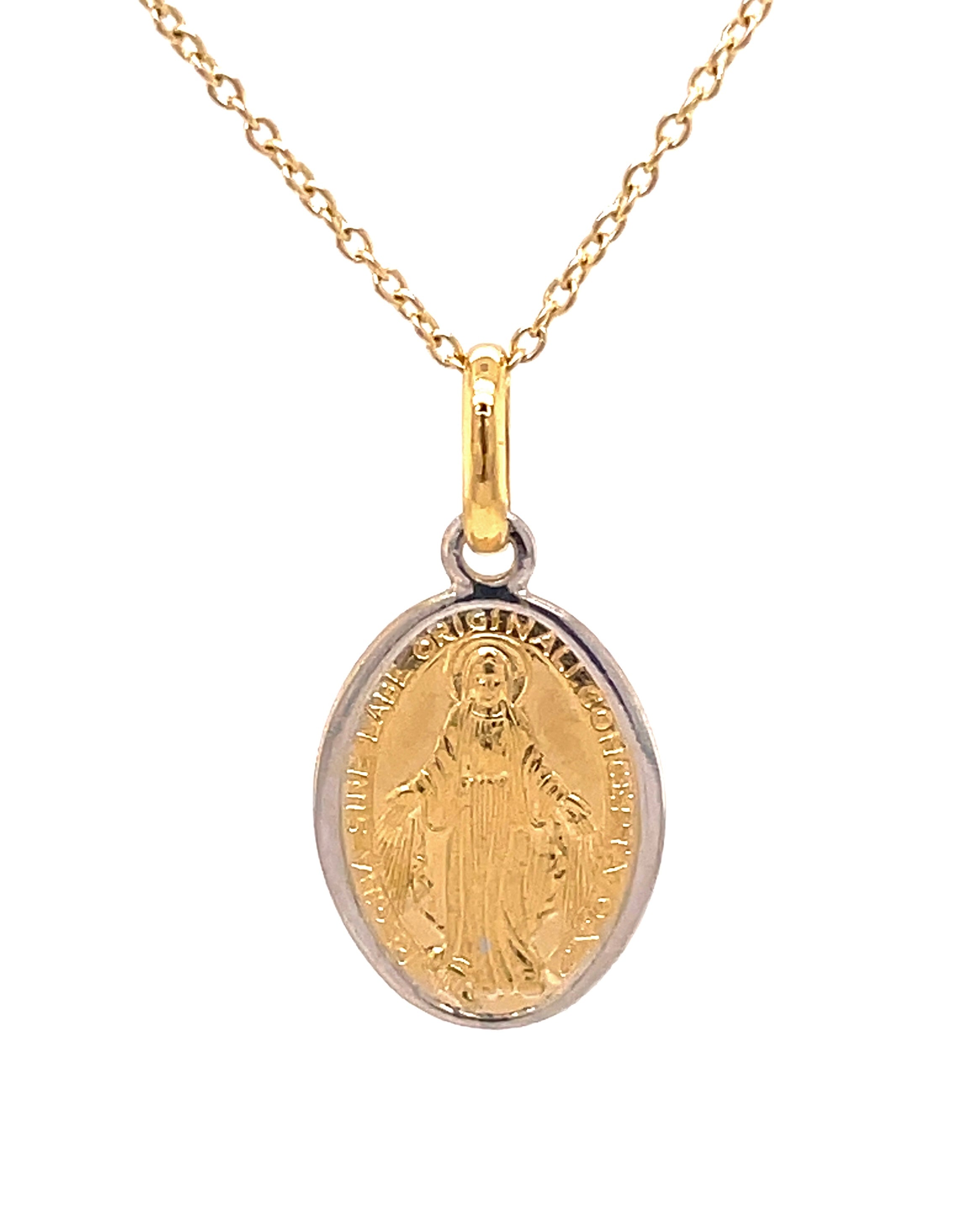 14k Italian Two Tone Gold Miraculous Medal Necklace – SouthMiamiJewelers