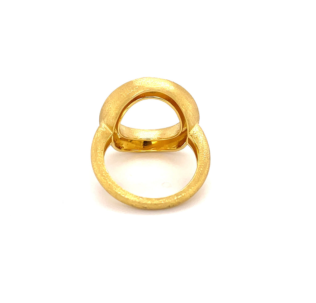 Uniquely crafted with 18k yellow gold, this Italian-made ring features 0.19 cts of round diamonds, a size 6.5, and a stunning matte finish - a breathtaking 19.00 mm wide!
