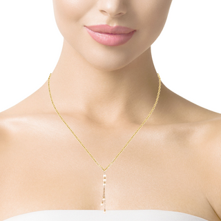 Try on view of Estate Jewelry Fresh Water Pearl Lariat Necklace