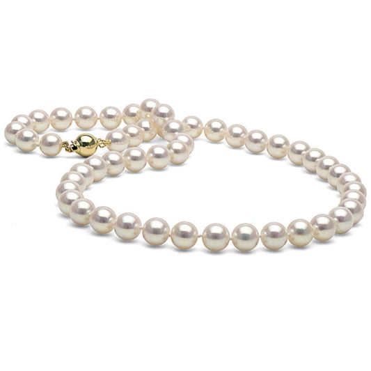 Akoya Cultured Pearl Necklace 5.5 mm Top view clasp fastened