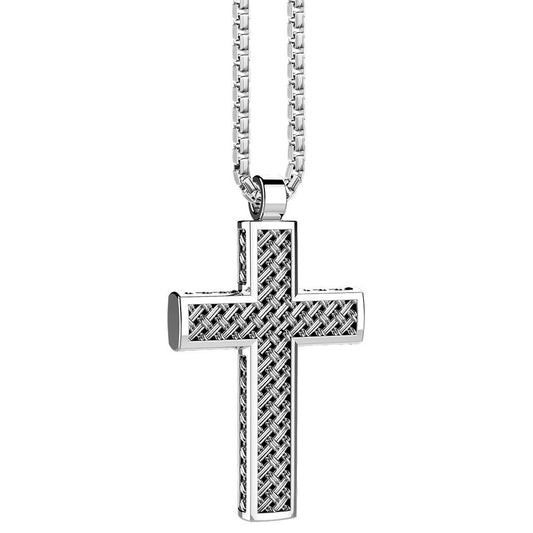 Zancan Italian Sterling Silver Blackened Cross Pendant Side view 