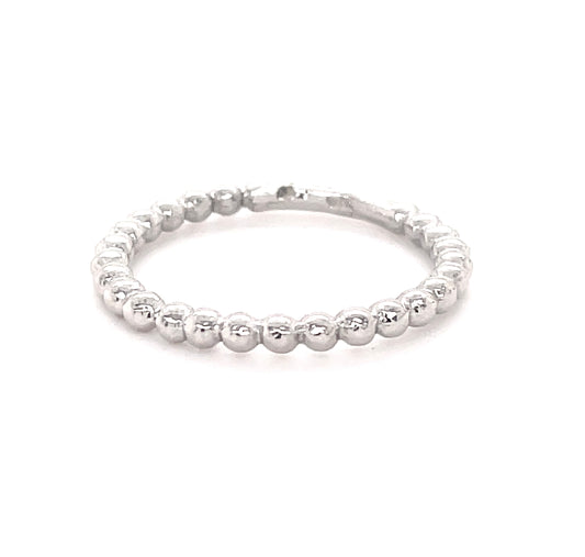 Stackable Beaded White Gold Ring Top view 