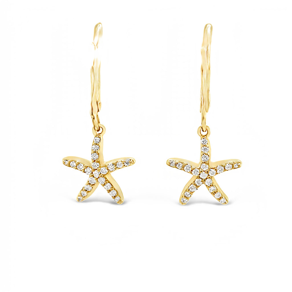 Diamond Starfish Drop Earrings
