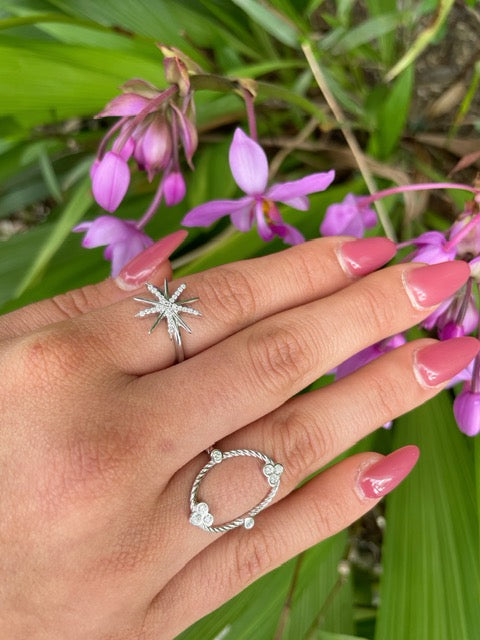 Try on view of 14k white gold ring 