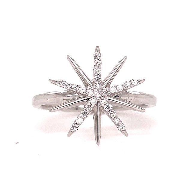 Front view of 14k white gold ring 