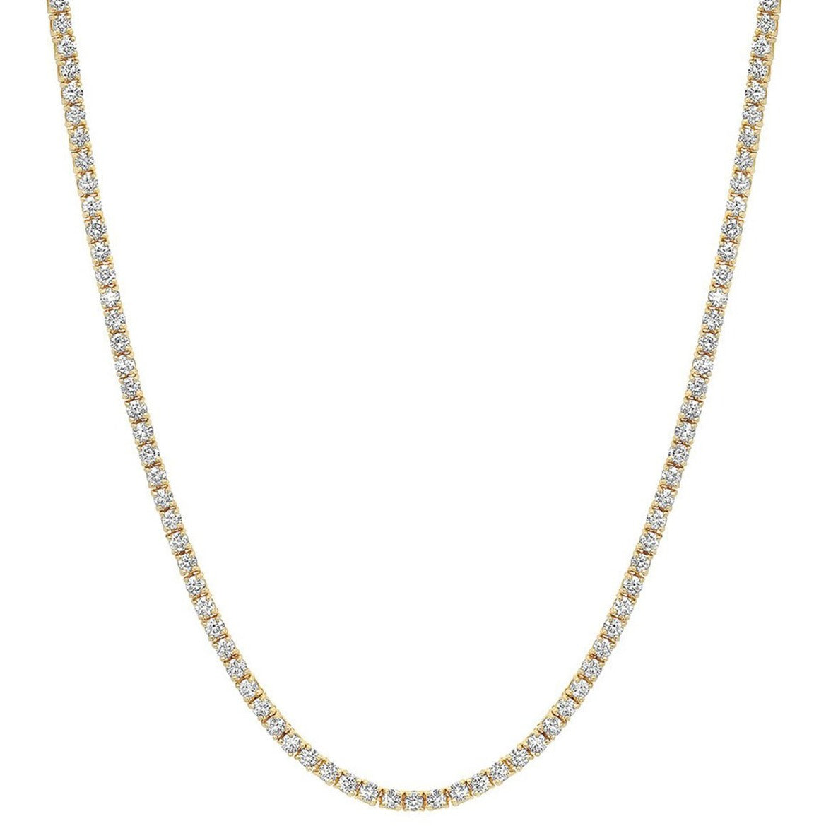 Front view of Diamond Tennis Yellow Gold Necklace 4.12 cts