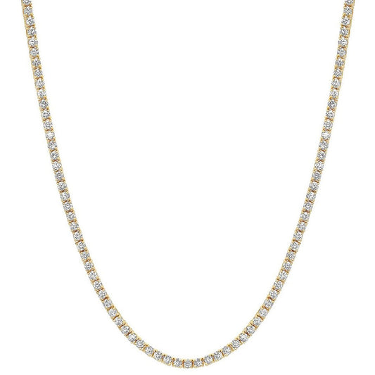 Front view of Diamond Tennis Yellow Gold Necklace 4.12 cts