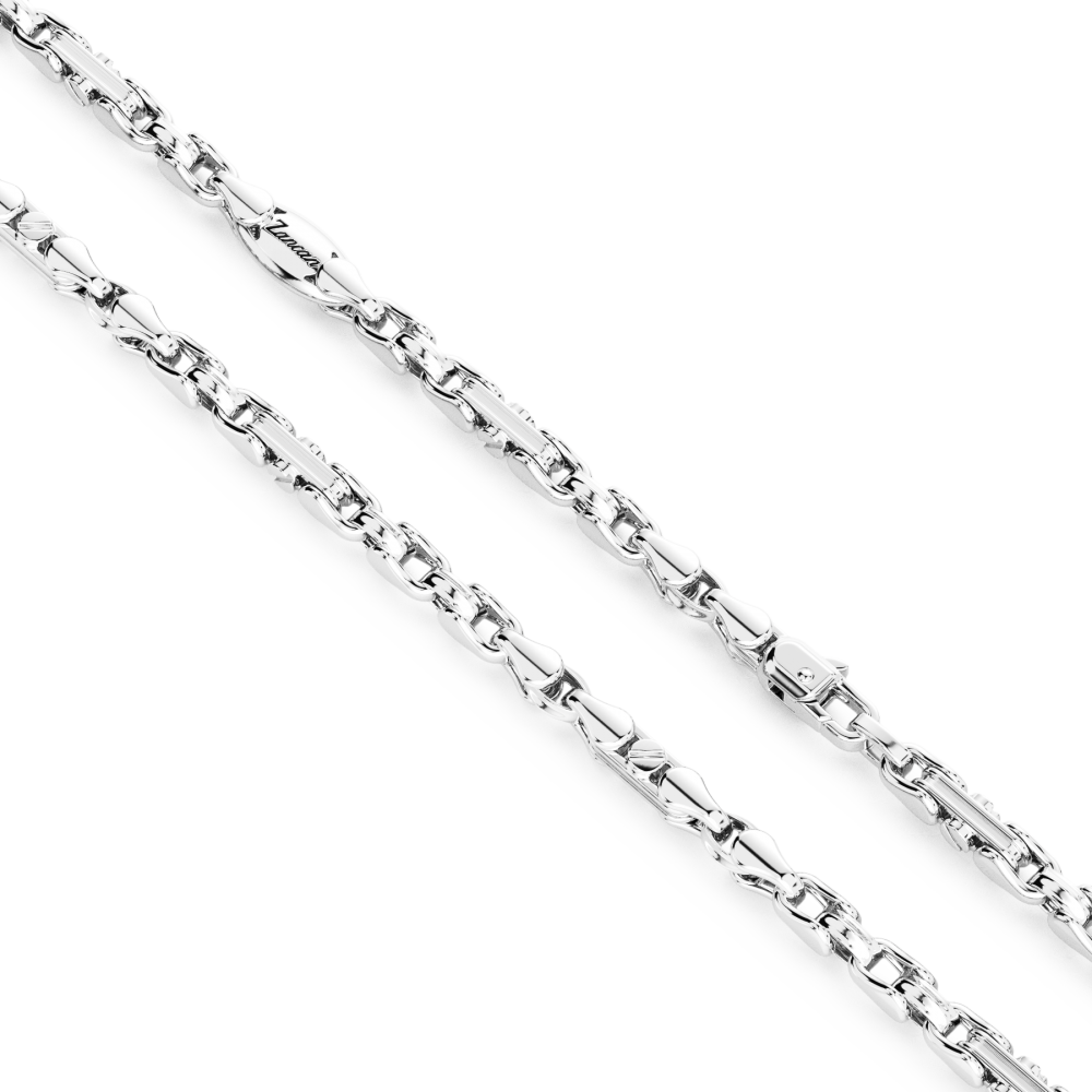 Zancan Thick Solid Sterling Silver Geometrical Link Chain Necklace Top view