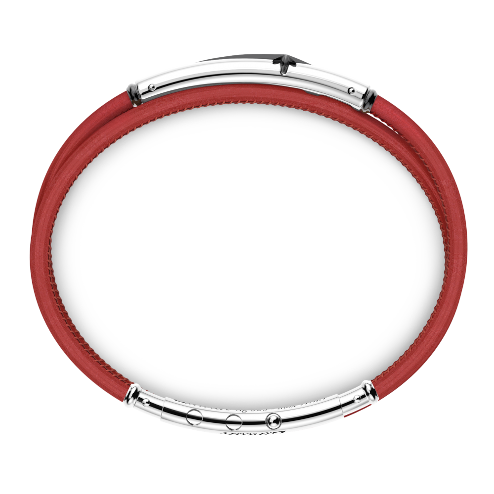 Top view of Zancan Sterling Silver Double Cord Red Leather Bracelet