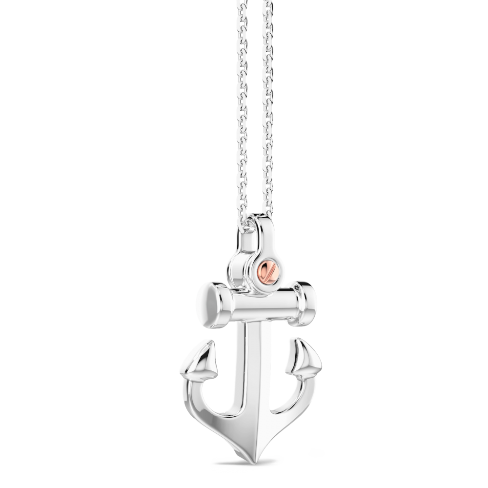 Italian made  Rhodium coated  22" long  15.00 mm anchor  Secure lobster clasp