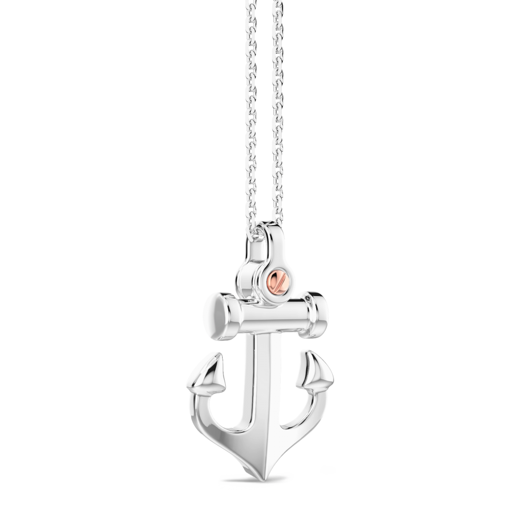 Zancan Silver Anchor Necklace Side view